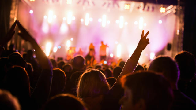 Crowds of people having fun on a music concert