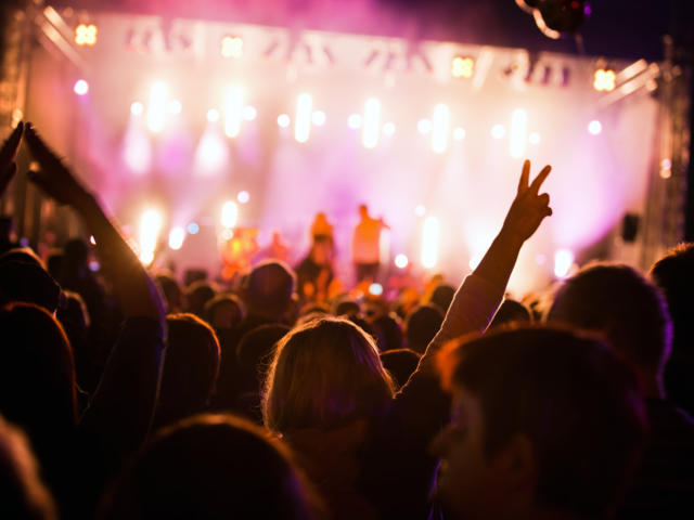 Crowds of people having fun on a music concert